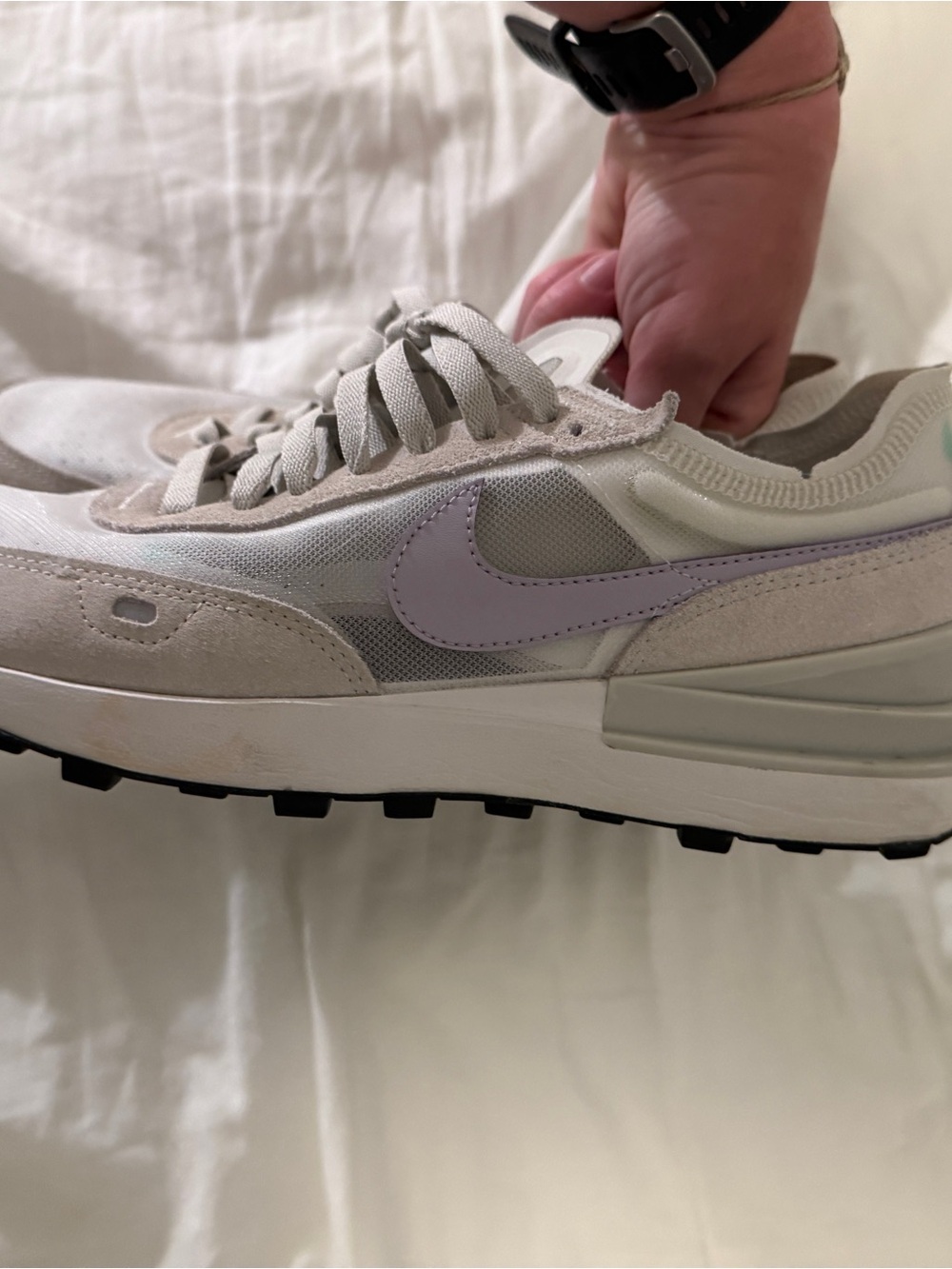 Nike Women's Light Gray and Lavender Running Sneaker - Picture 4 of 7